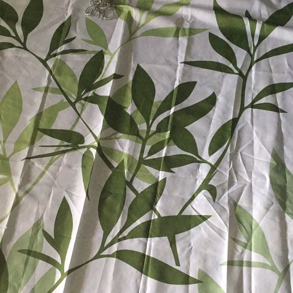 Botanical Leaf Shower Curtain in White and Green